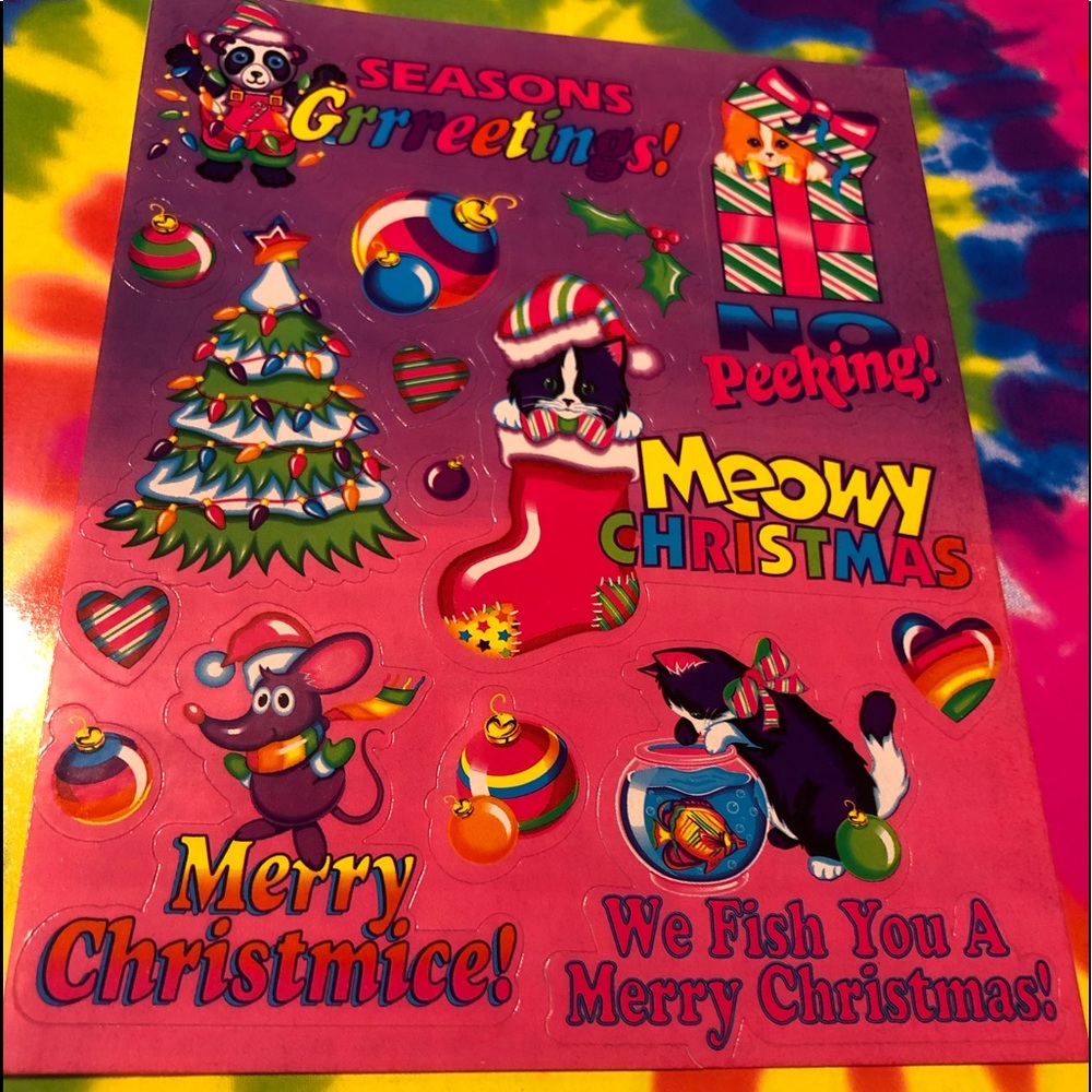 Lisa Frank Christmas Sticker Sheet